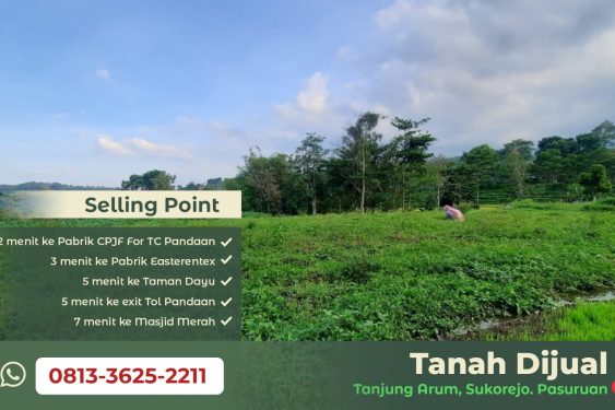 DIJUAL CEPAT Tanah murah Siap Bangun di Tanjung Arum-Pandaan, ploting kuning untuk pemukiman, Sertifikat SHM Split, Tinggal balik nama.